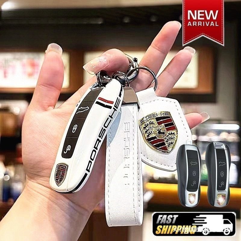 Capa para Chave Mr.Key com Listras de Corrida de Le Mans para Porsche Boxster, Cayman, Panamera, Cayenne, Macan, 718/911