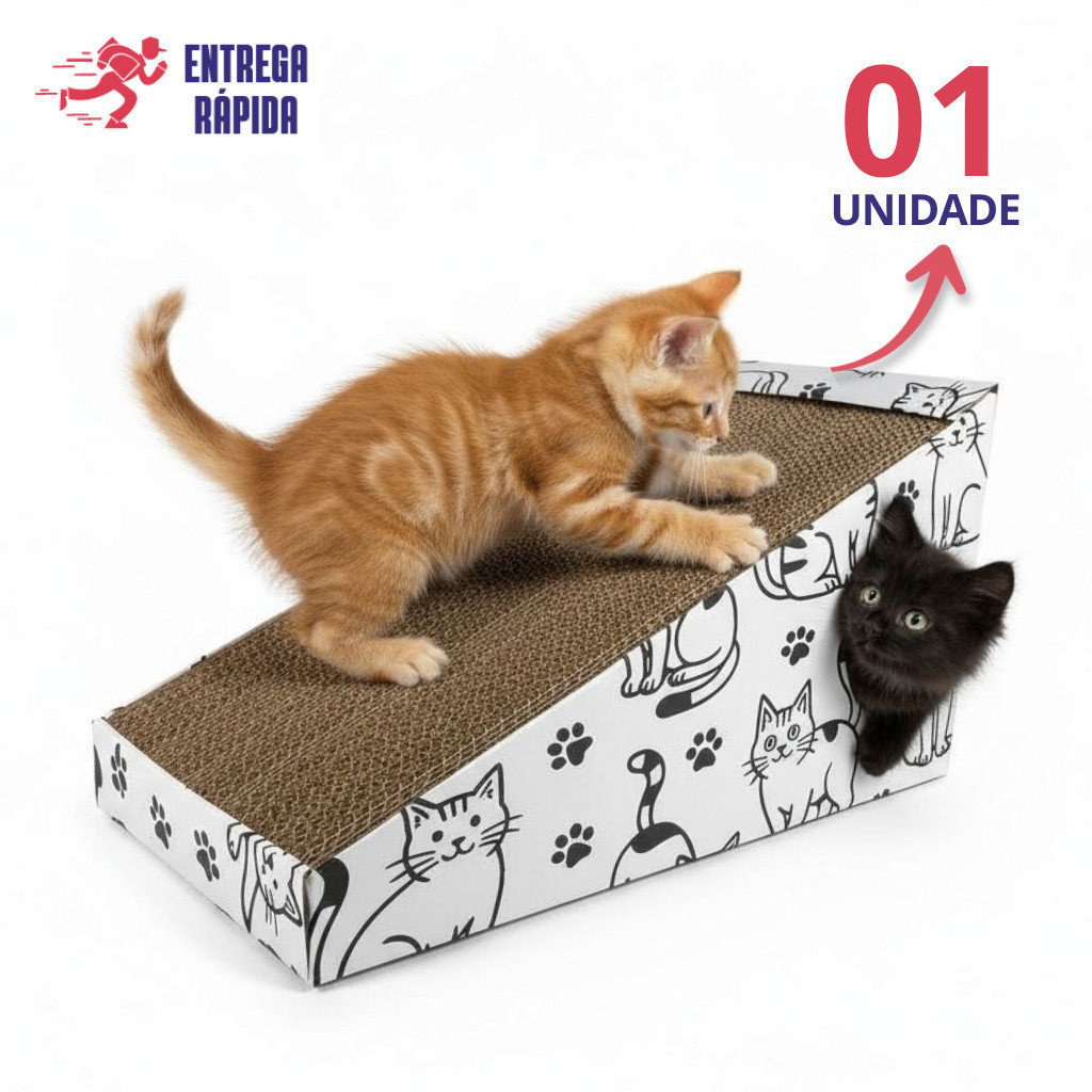 Brinquedo Arranhador gato Papelão C/toca  BRANCO Pet refil barato gatinhos arranhar .
