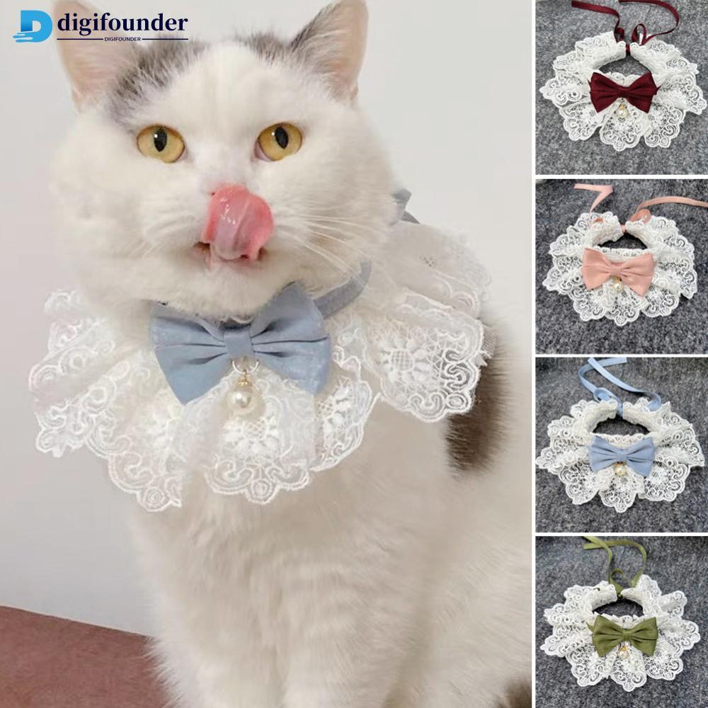 DIGIFOUNDER Laço Bowknot Pérola Colar Gato Cão Neckerchief Pet Gatinho Filhote De Cachorro Corda Babador Gravata Pescoço