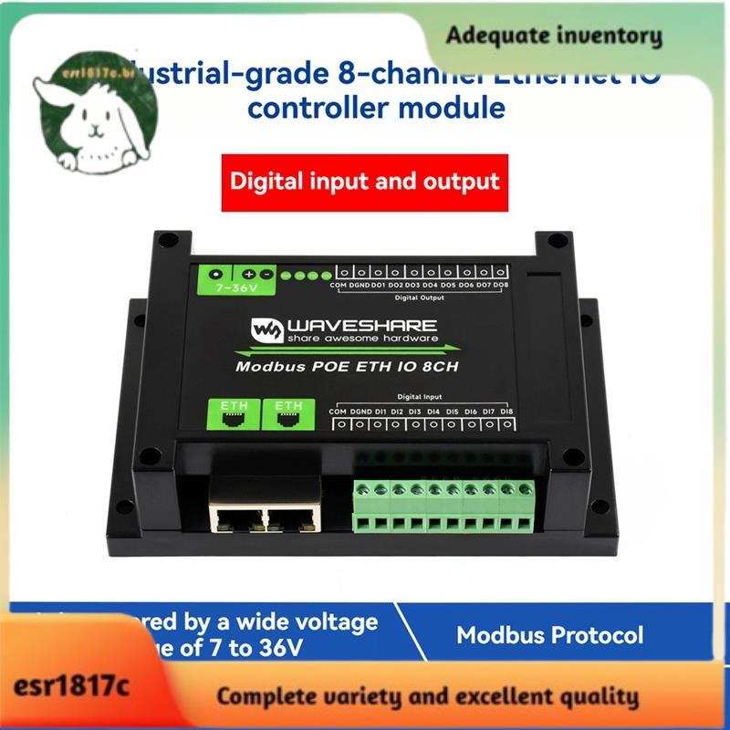 Módulo De Relé Ethernet Industrial De 8 Canais E/S Digital Protocolo Modbus Fonte De Alimentação PoE
