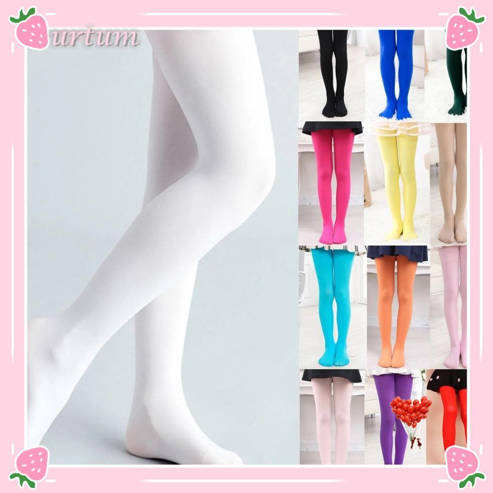 Meia-Calça URTUM , Fantasia De Performance De Dança , Elástica De Cor Sólida Para Meninas