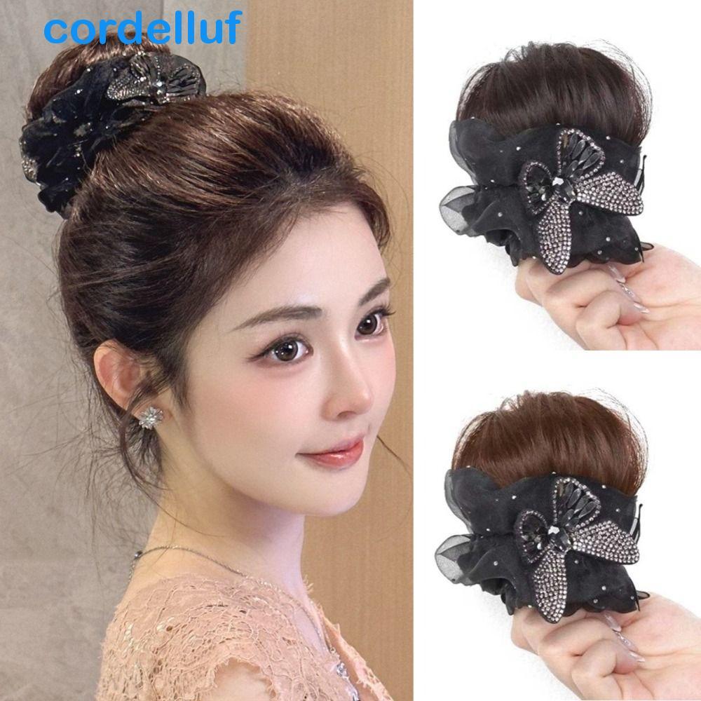 Extensão De Cabelo De Coque De Borboleta CORDELLUF , Postiços De Scrunchie Retos Elegantes E Sintéticos , Envolventes