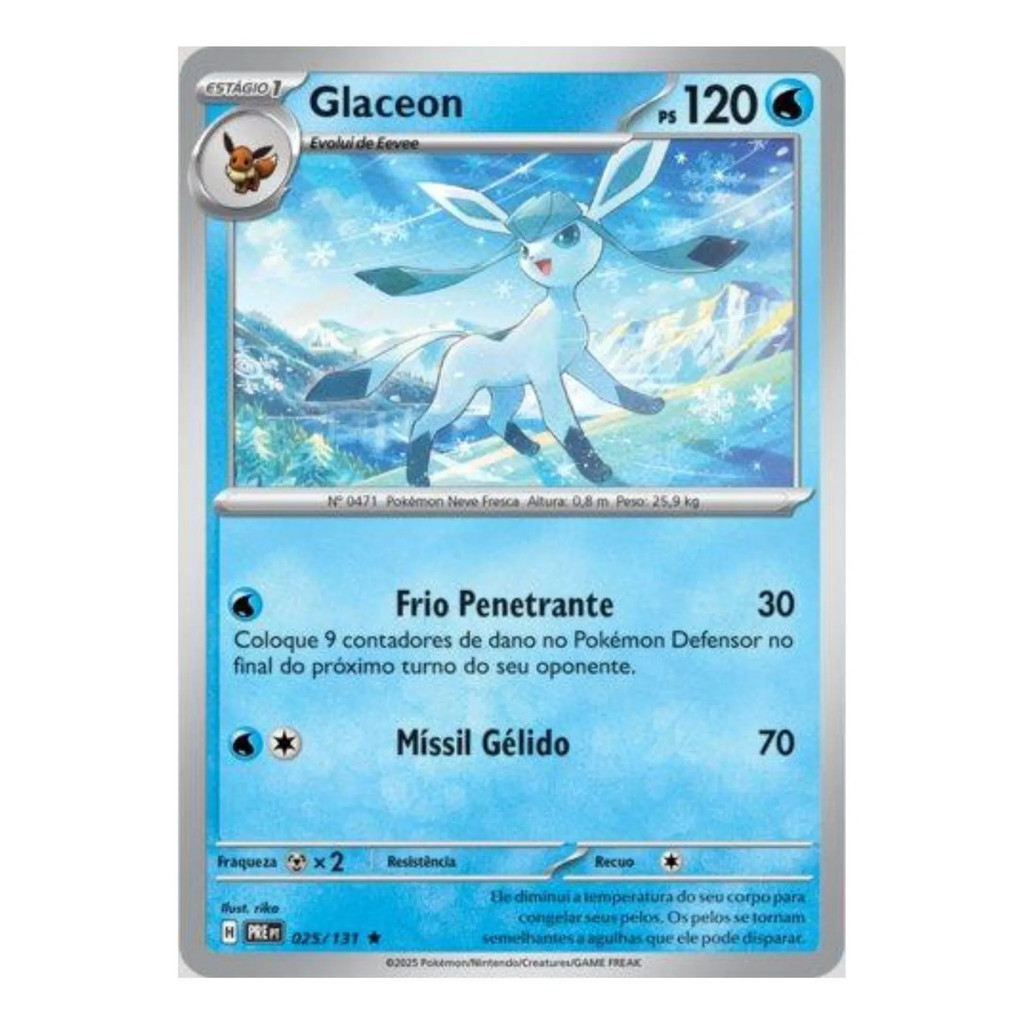 Carta Pokémon Glaceon 025/131 Evoluções Prismáticas