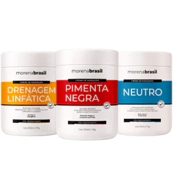 Kit 3X Creme de Massagem Profissional - Drenagem Linfática + Neutro + Pimenta Negra!!
