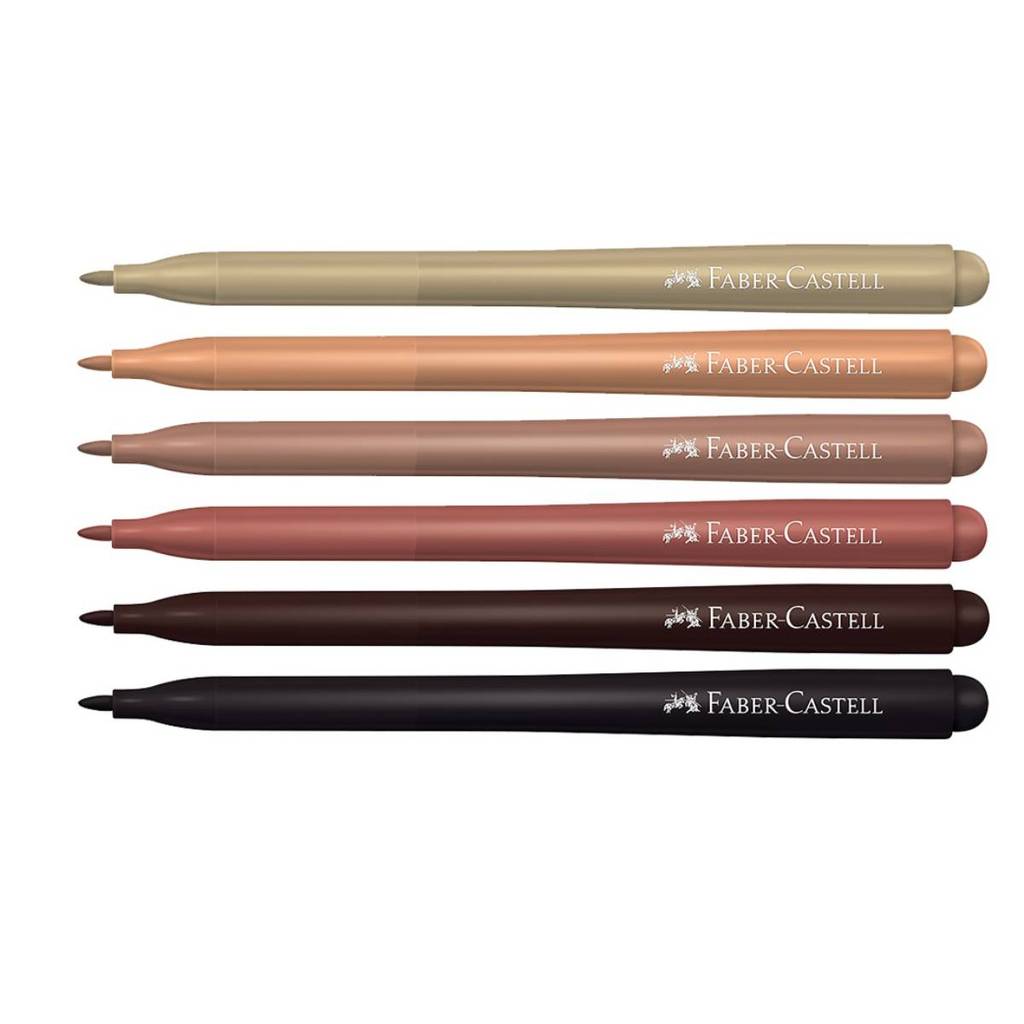 Caneta hidrográfica Vai e Vem 6 cores tons de pele 555476 Faber-Castell — imagem 2 de 2