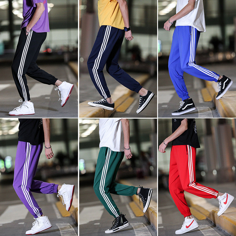 Calças esportivas de verão masculinas soltas uniforme escolar calças versão coreana na moda tornozelo comprimento Casual
