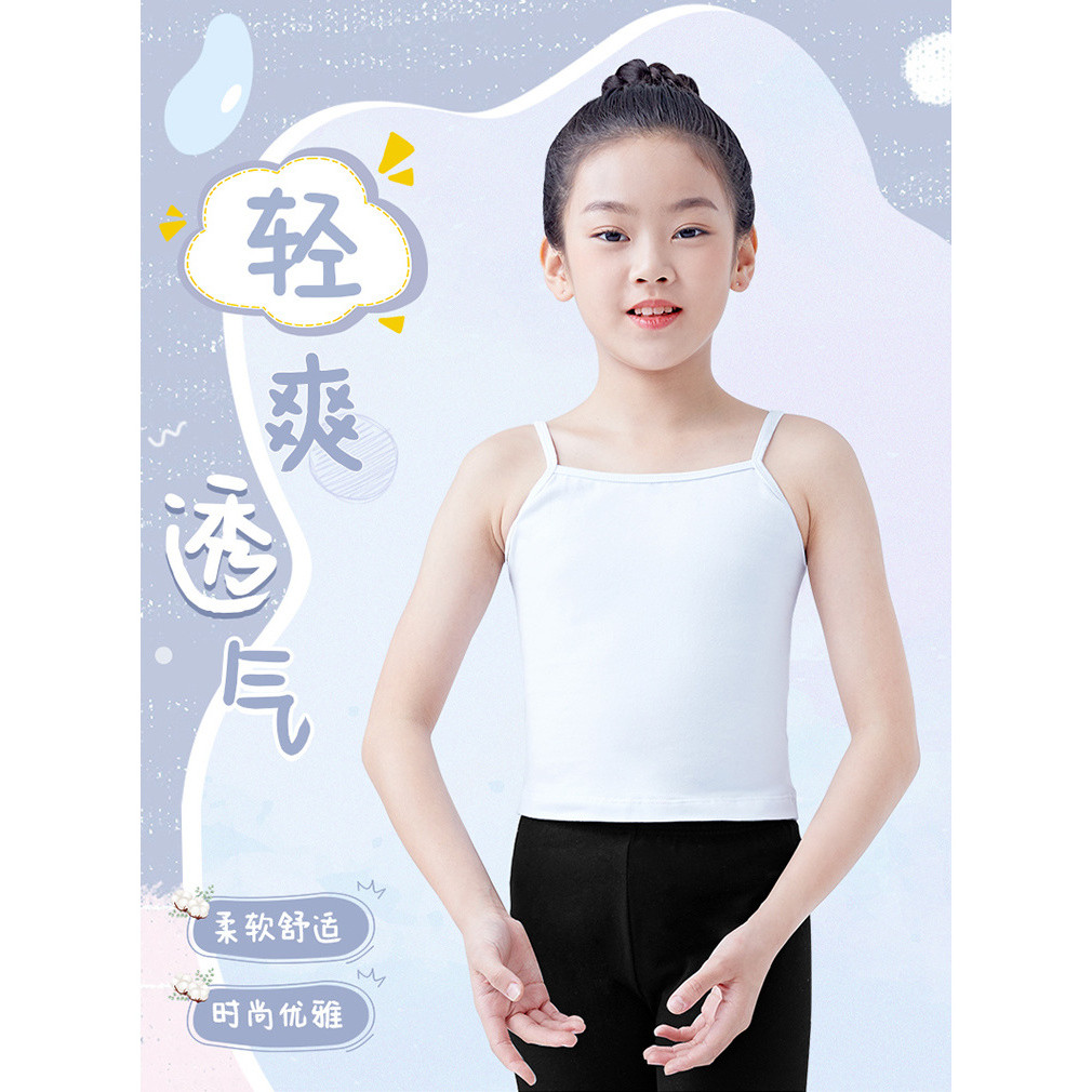 Roupas de dança infantil camisas de fundo branco roupas de prática de balé para meninas calças de dança suspensórios col