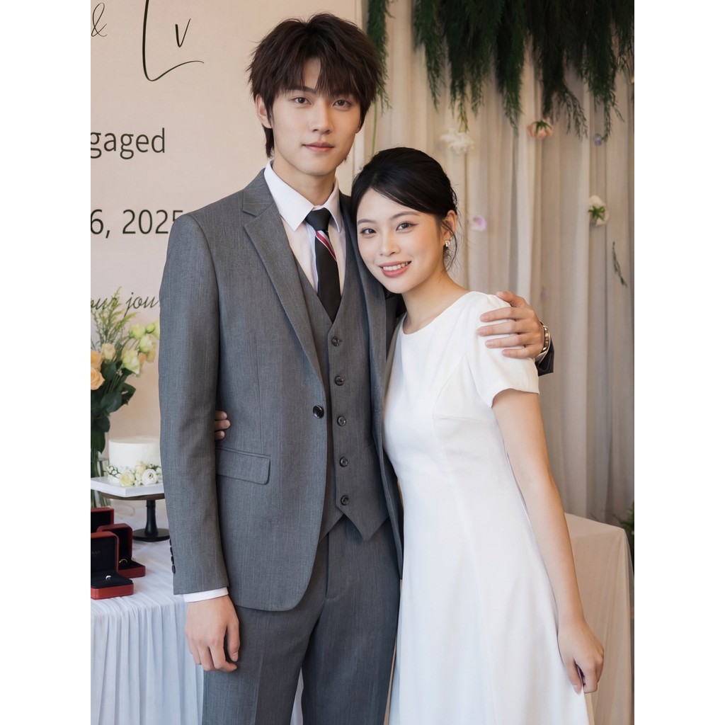 ARHI Terno de Casamento Terno Masculino Slim-fit Noivo Vestido de Casamento Terno Formal Estilo Britânico Retro Cinza Ne