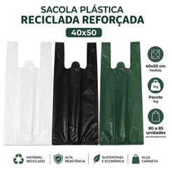 SACOLA PLASTICA REFORCADA 40X50 1KG RECICLADA COMERCIO