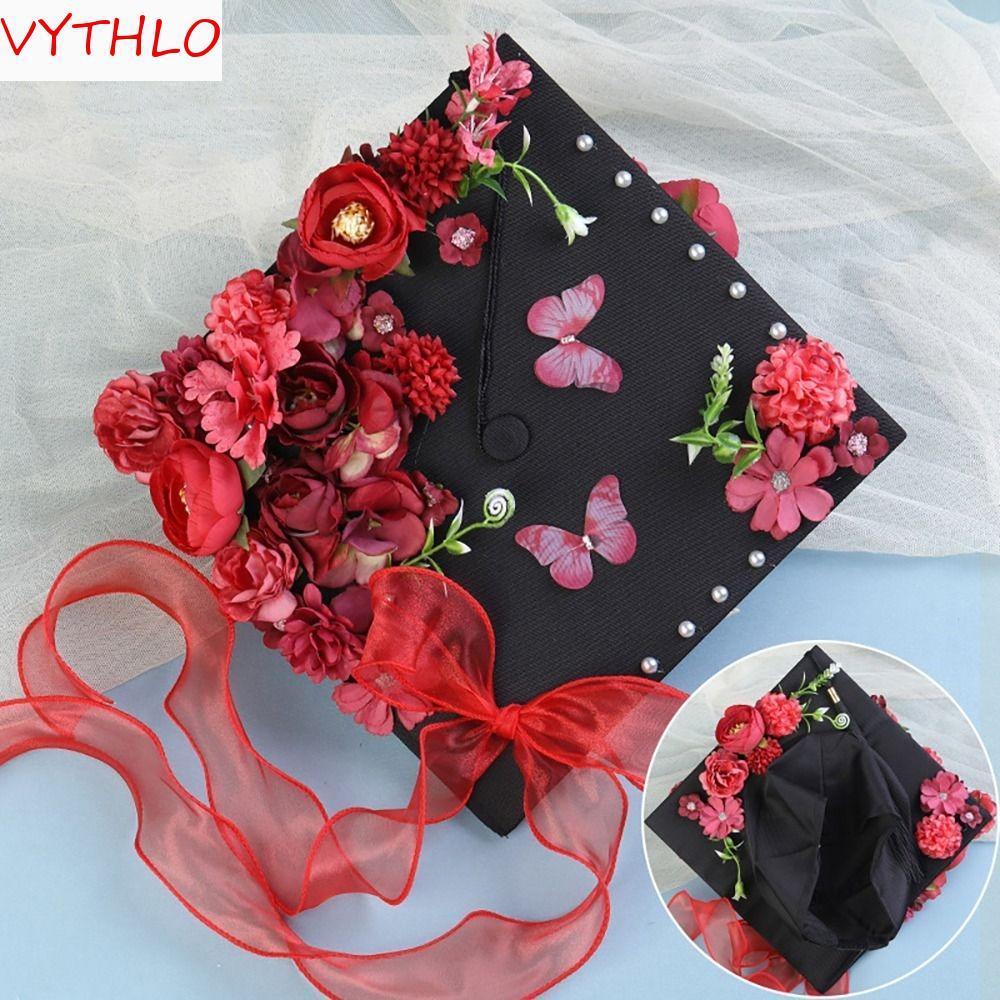 Boné De Formatura De Flores VYTHLO , Chapéu Acadêmico Médico Ajustável Com Borlas , Solteiro Mestre