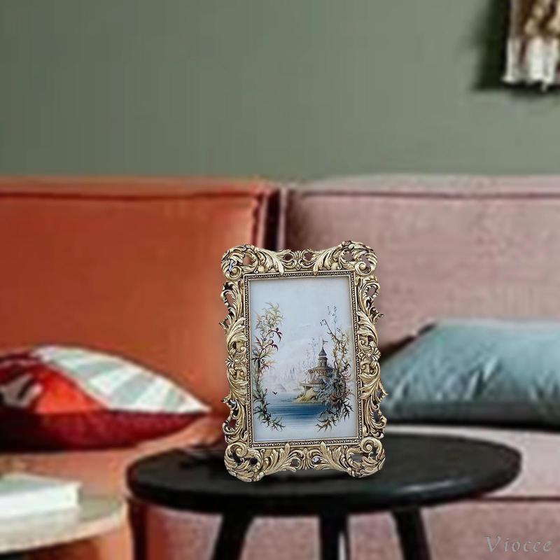 [Viocee] Porta-Retratos Vintage De Luxo , Material De Resina , De Mesa , Moldura De Parede Para Decoração De Escritório