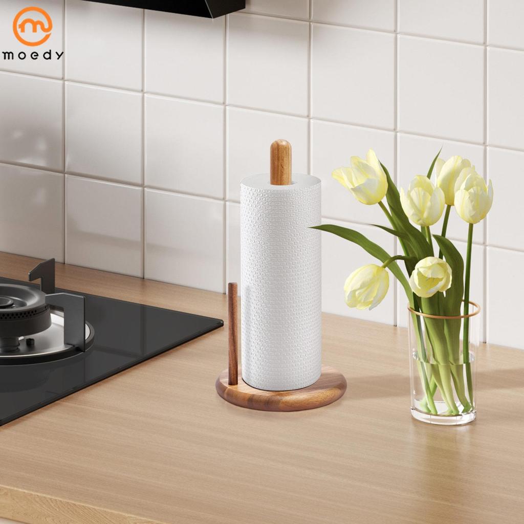 Suporte De Toalha De Papel De Acácia Decorativo Uso Com Uma Mão Para Cozinha SHOPSKC1225