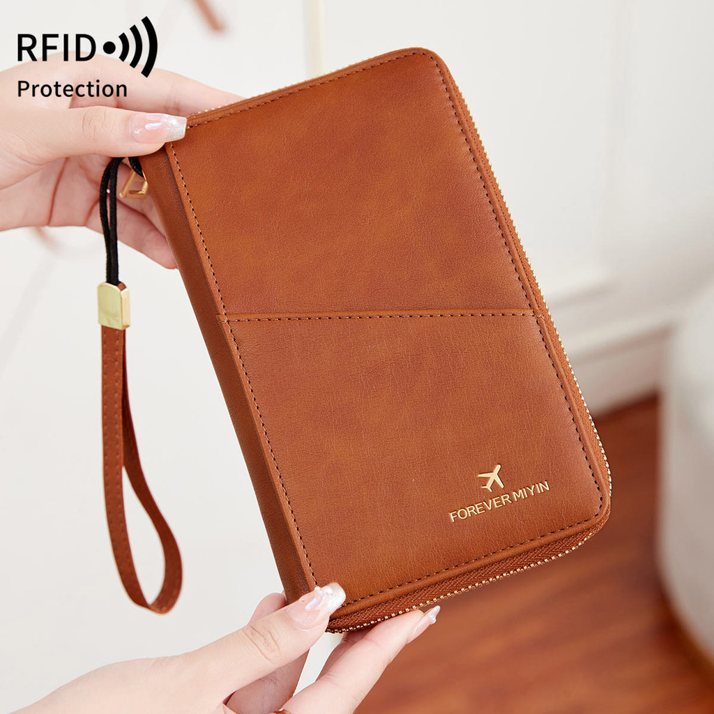 Nova Bolsa de Viagem Multifuncional com Zíper e RFID 2024, Bolsa para Armazenamento de Documentos e Passagens Aéreas, Po