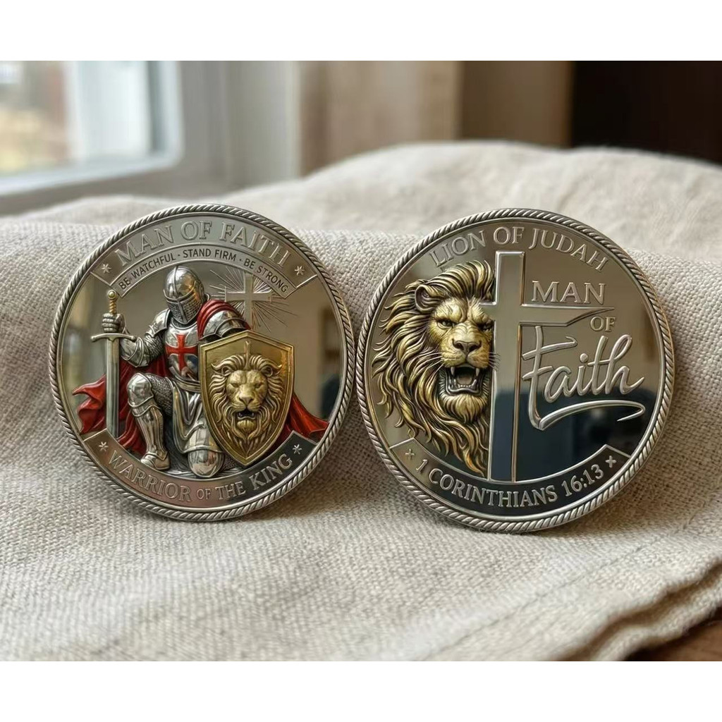 Retro Knight Lion Lucky Commemorative Coin Collectible - Board Game Ornament