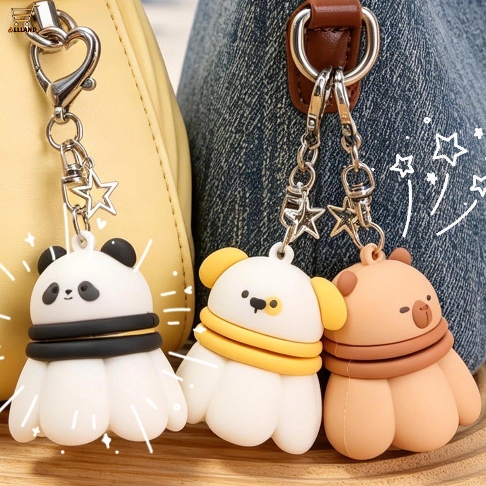 Bonito Panda Cão Charme Chaveiro Rotativo Badminton Animal Estresse Aliviar Chave Do Carro Decoração Pingente Com Fivela