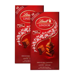 Kit 2 Chocolate Lindt Lindor ao Leite com Recheio Cremoso 100g
