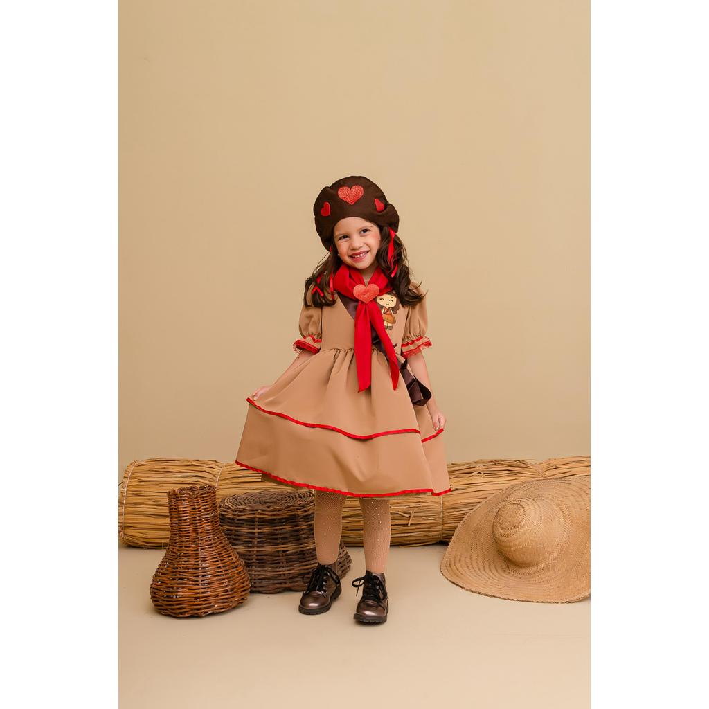 Vestido Junino Maria Bonita Cangaceira Luxo Infantil Raízes do Sertão