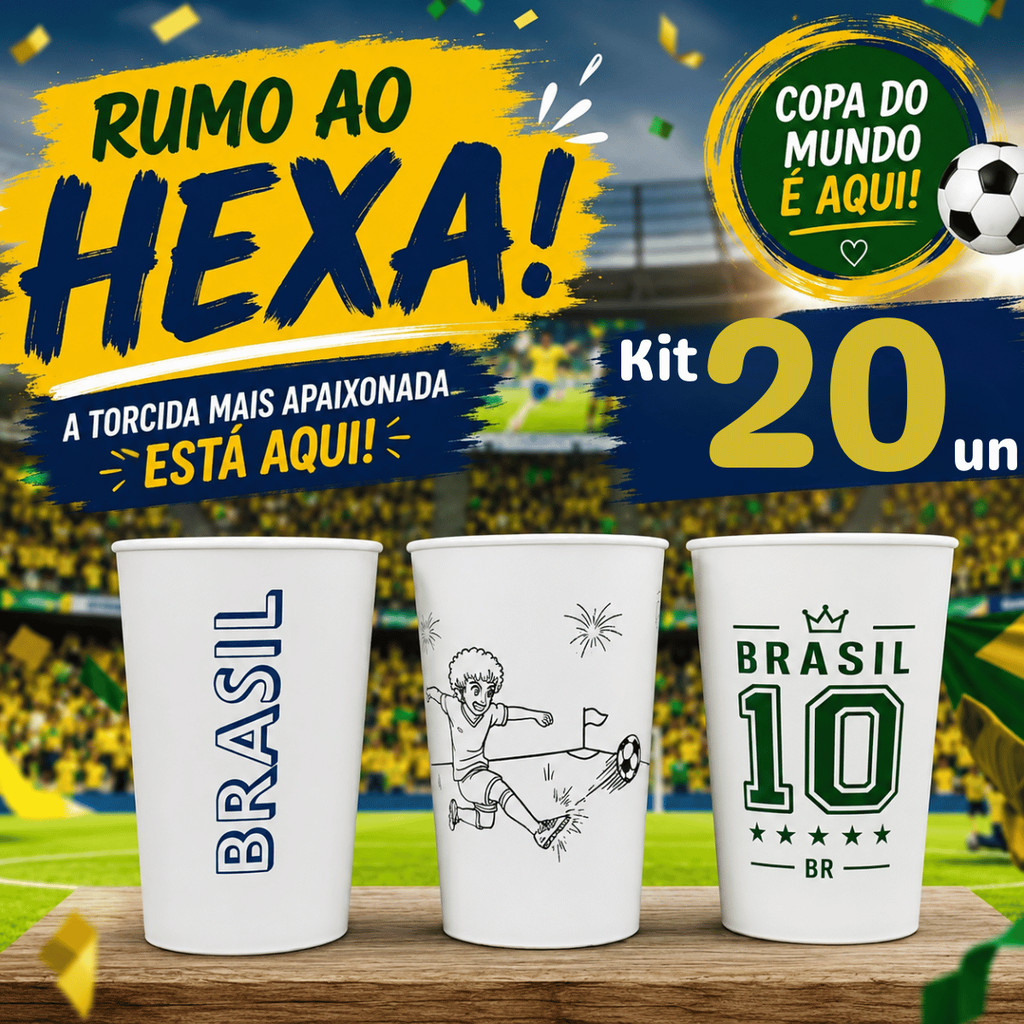 Kit 20 Copos Lembrancinha Para Copa do Mundo 2026 Copo do Brasil Personalizado Para Copa do Brasil
