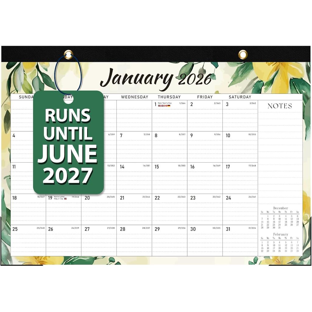 Calendário de Mesa 2026-2027, 18 Meses, Calendário de Mesa/Parede 2026, válido até junho. 2027, Planejador de Mesa Grand