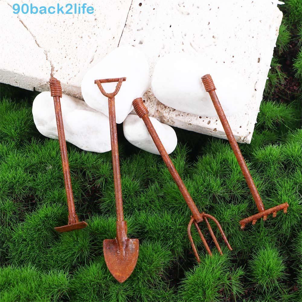 BRBLIFE Estatuetas Escala 1 : 12 Forquilha Decoração De Casa Gnomos De Metal Enferrujado Ornamentos Acessórios De Jardim