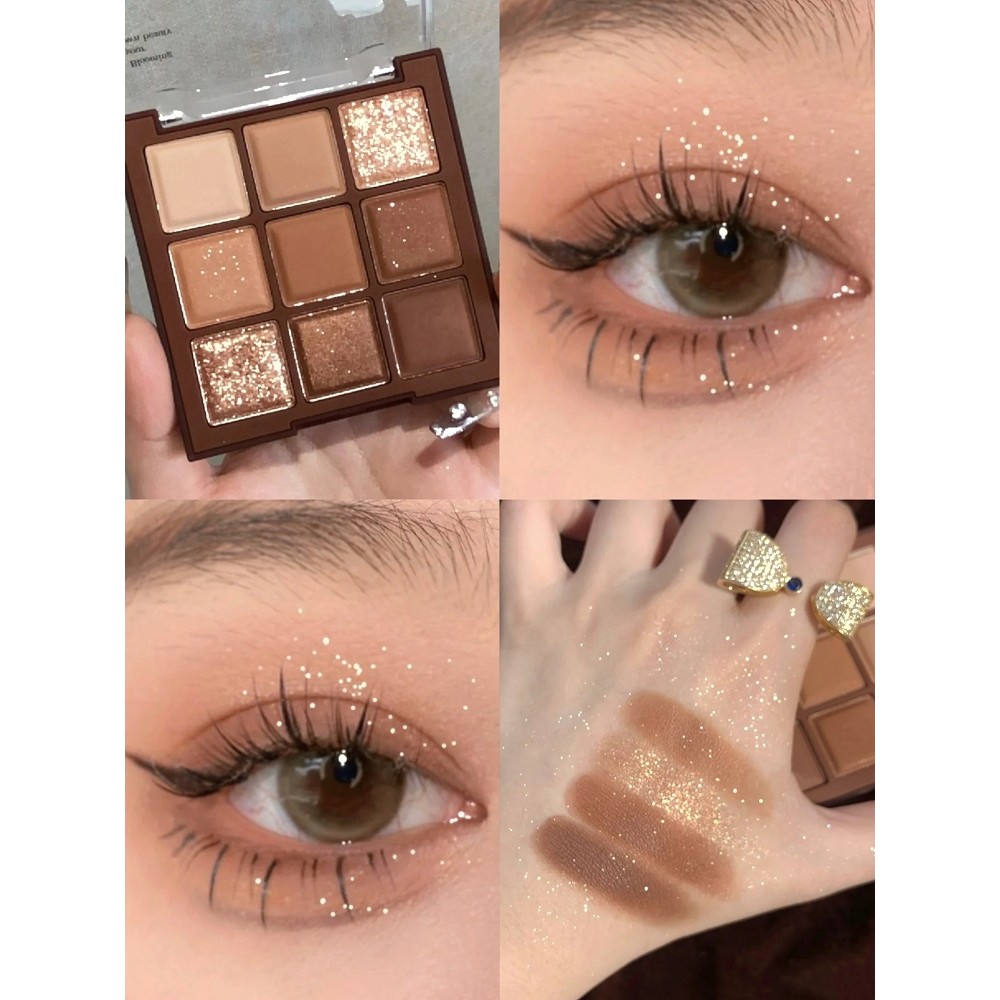 Chocolate quente marrom sombra iniciante iniciante nove cores paleta de sombras alto brilho fosco cor terra perolado pis