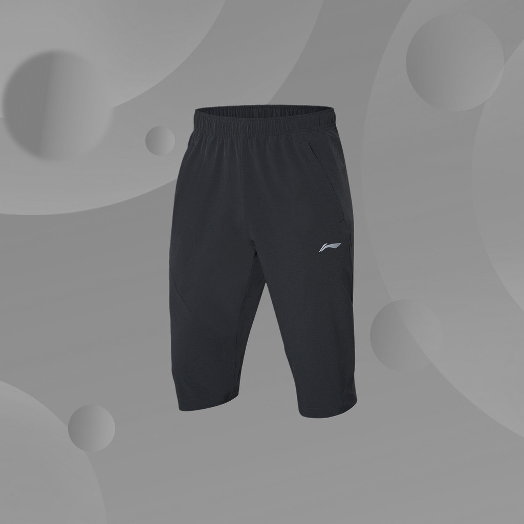 Li Ning Genuíno Moda Moda Esportes Lazer Série de Treinamento Calças Esportivas Cortadas Planas Masculinas AKQ025
