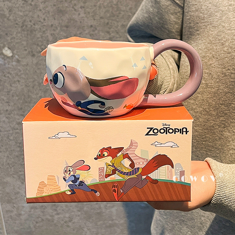 Crazy Zoo Judy Nick Xícara de café de cerâmica criativa caneca de orelha grande de alto valor xícara de café da manhã do