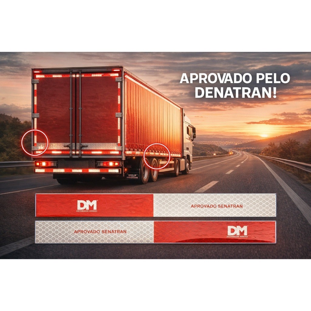 26 Faixa Refletiva Flex Lona + 1 Faixa Para-choque Traseiro Caminhão Carreta Carroceria Lateral baú Detran