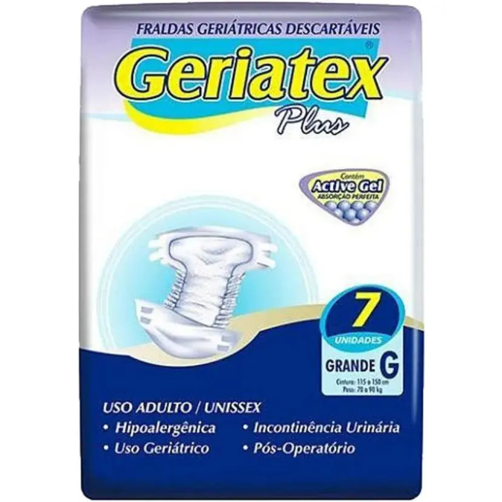 Fralda Geriátrica Unissex Geriatex Plus G Absorção Intensa 7 unidades