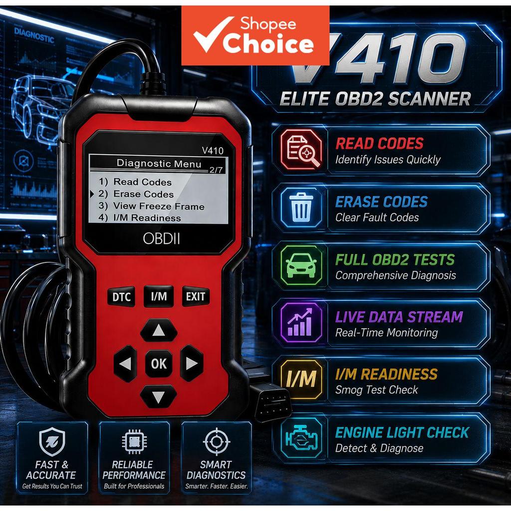 V410 OBDII Ferramenta De Diagnóstico De Carro Reset Leitor De Código Plug And Play
