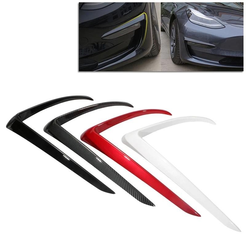 2 Pçs Lâmina Dianteira Do Carro Luz De Nevoeiro Sobrancelha Vento Faca Quadro Guarnição Capa ABS/Fibra Carbono Vermelho/