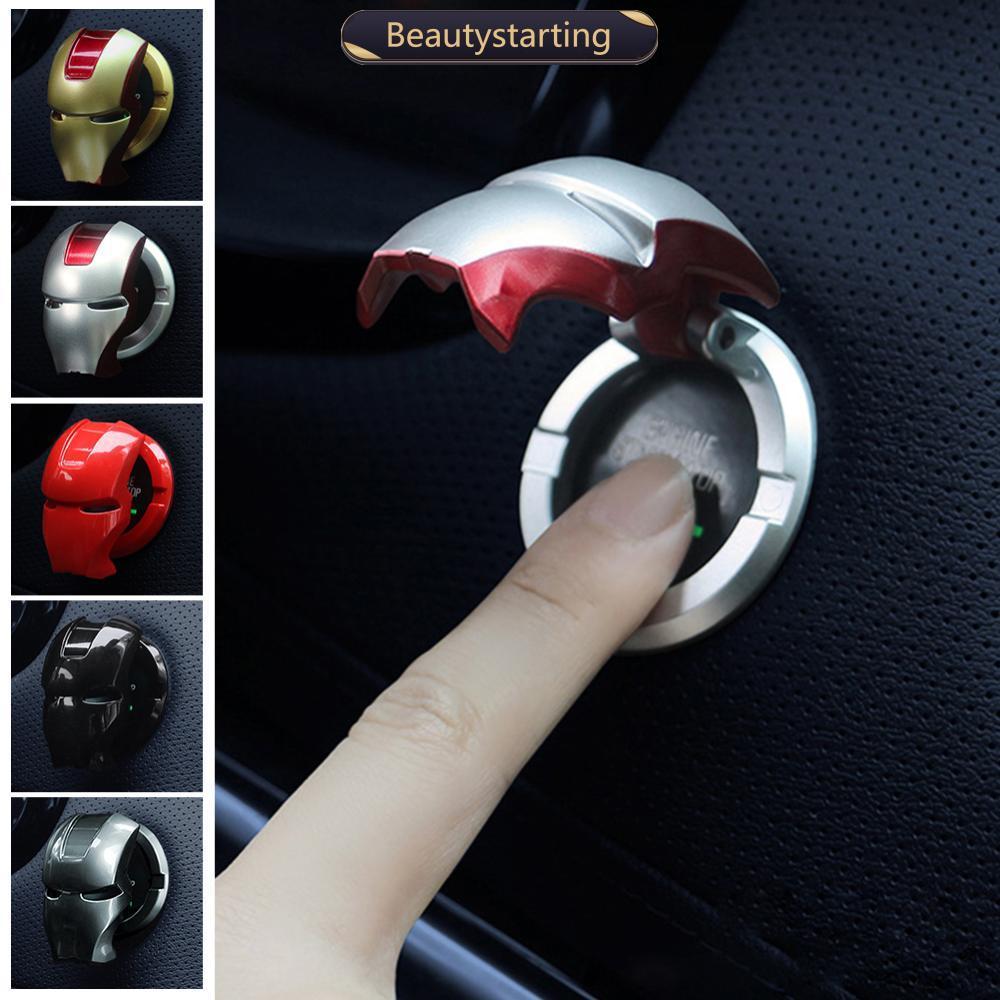 BEAUTYSTARTING Interior Do Carro Botão De Parada De Ignição Motor Capa Protetora Homem De Ferro Decoração Adesivo Acessó