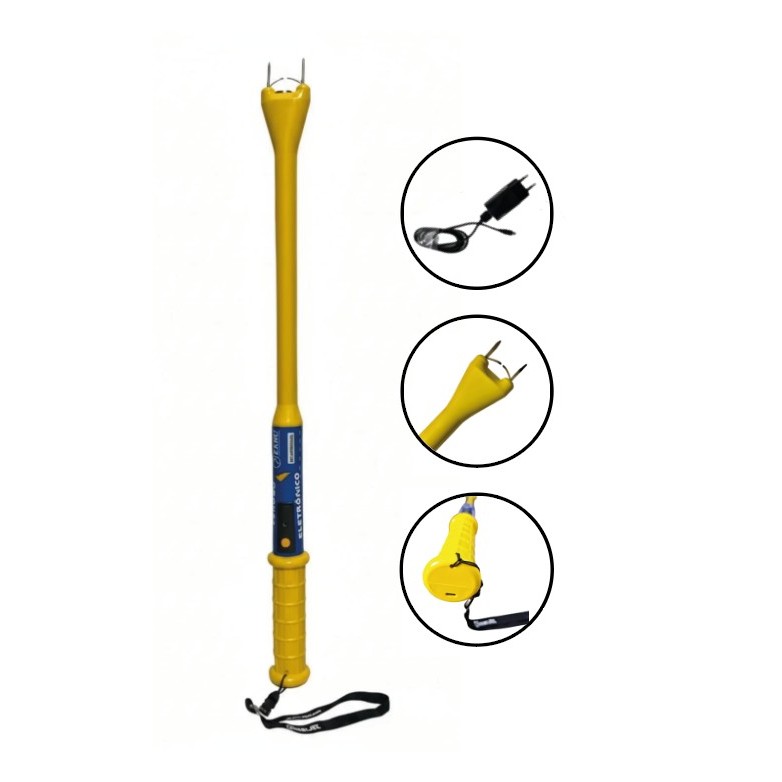 Ferrão Eletrônico Para Bovinos Manejo Zebu Recarregável 127/220v Bastão 65cm Profissional Rural
