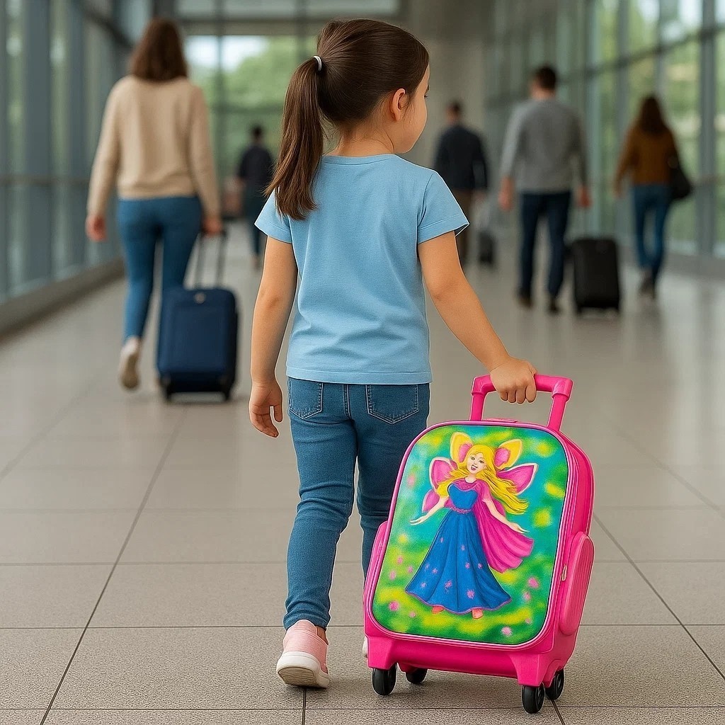 Mochila Escolar Infantil Rodinhas Princesa Rosa Carrinho Menina Bolsa Criança