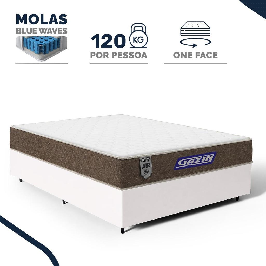 Cama Box com Colchão Gazin de Molas Ensacadas One Face Air Light Casal 138cm