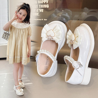 Meninas sapatos infantis sapatos de couro infantil 2025 primavera outono novo estilo strass arco meninas sapatos de prin