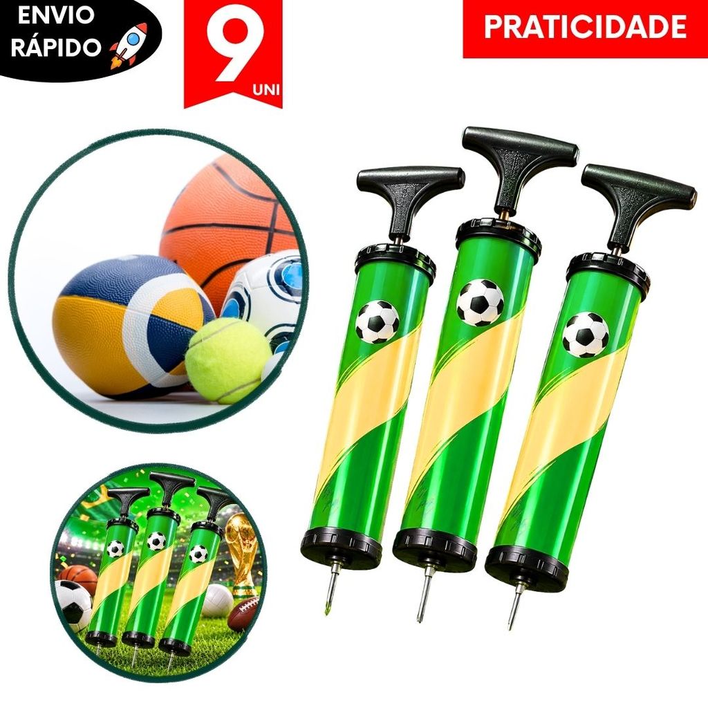 Kit Compressor Bomba De Encher Bola Portátil Copa Do Mundo Inflador Bolas Futebol Vôlei Basquete Balões e Bexigas