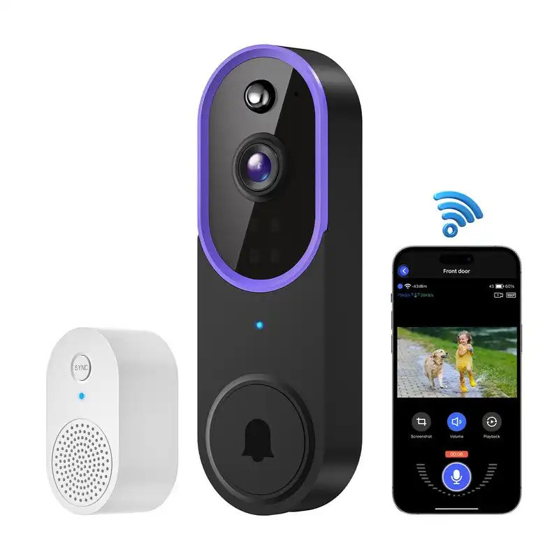 Câmera Inteligente De Campainha De Vídeo 1080P Sem Fio , Detecção Humana AI , Visão Ao Vivo , Áudio Bidirecional , Carri