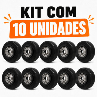 Kit 10 Rodas Rodinhas Avulsas PVC Preto 2 Pol 50mm Rolamento Duplo Carga Leve Média Móveis Reposição Rodízio Ajax