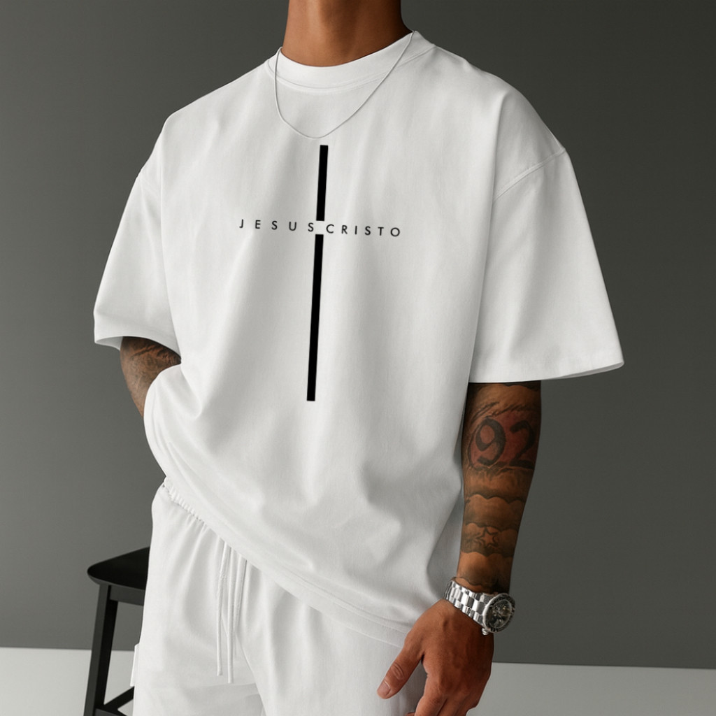 Camiseta 100% Algodão Moda Cristã  Estampada Jesus Cristo Masculino Feminino Streetwear Tshirt Blusa