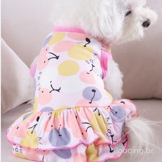 Vestido de Princesa para Pets, Novidade Verão 2026 Brasil, Mini Vestido para Gatos, Vestido Estampado Moderno, Leve, Res