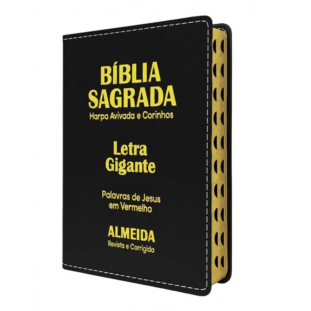 Bíblia Sagrada Letra Gigante Preta Luxo Popular com Harpa e Letras Grandes RC