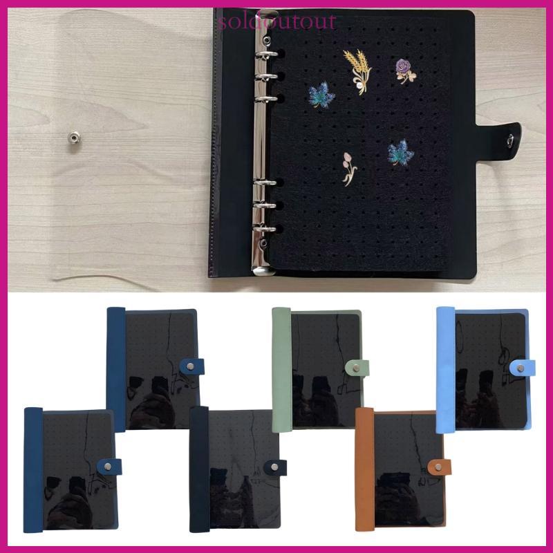 SOL 8 Páginas Pino Display Livro Organizador Portátil Suporte Jóias Feltro Capa Clara Adequado Para Broches E