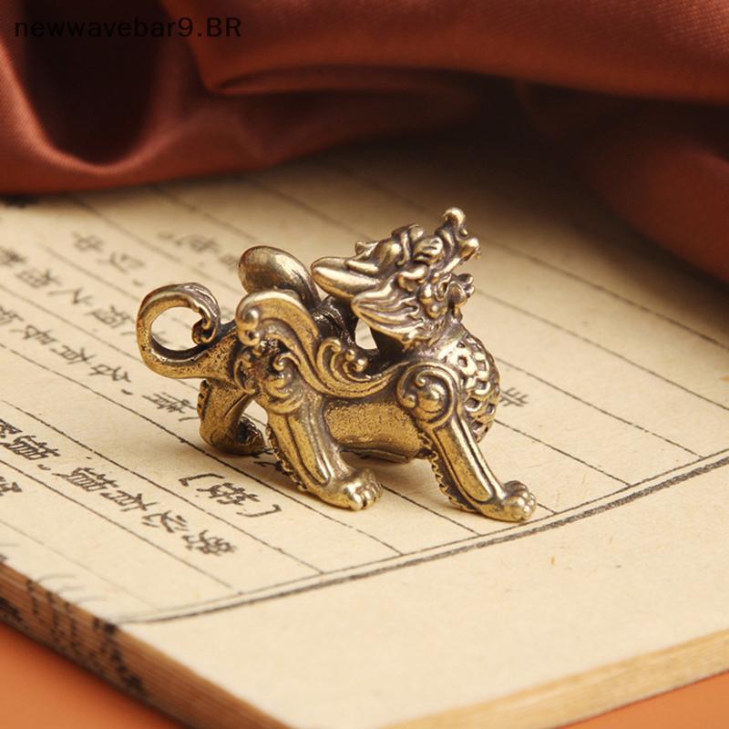 NWBR Estátua Estatueta Riqueza Decoração De Bronze Prosperidade Estilo Chinês Ornamento Qilin Dragão Lu Animal Fengshui