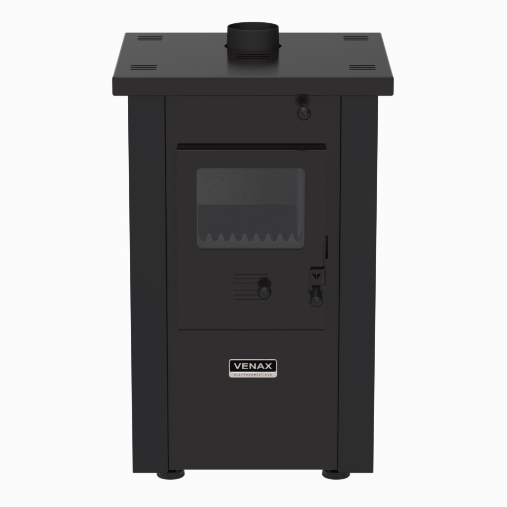 Calefator a Lenha Venax Vulcano Dupla Combustão Preto Fosco