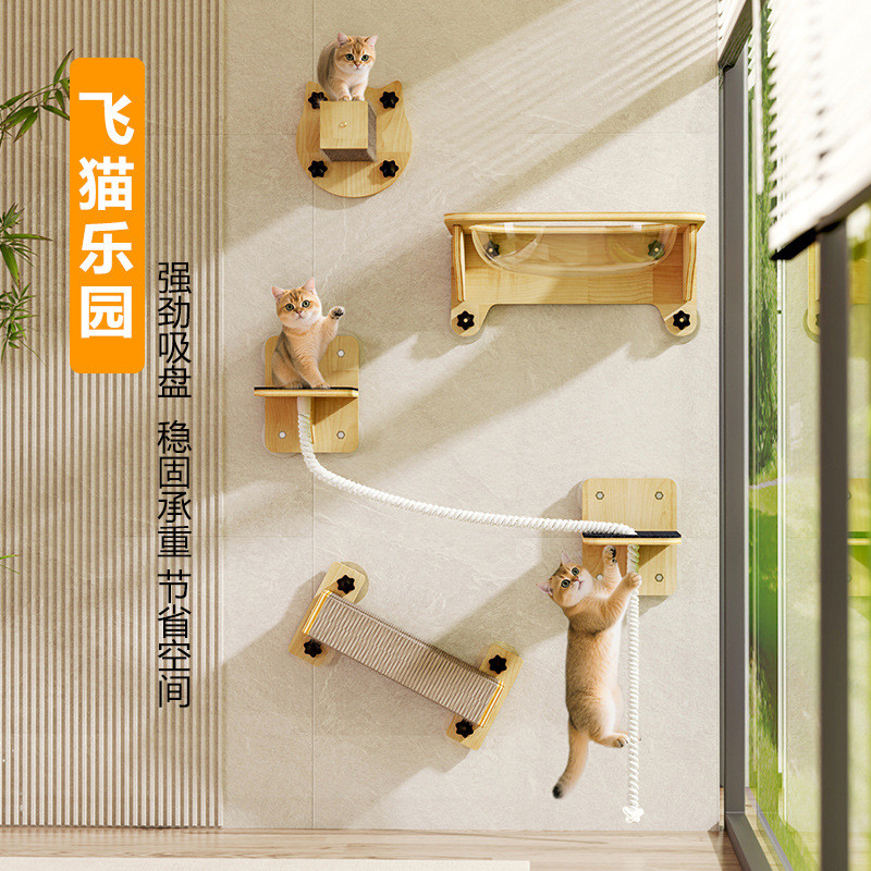 Espaço cápsula gato rede gato escalada quadro suspenso gato arranhando coluna Pet vidro pendurado cama perfuração
