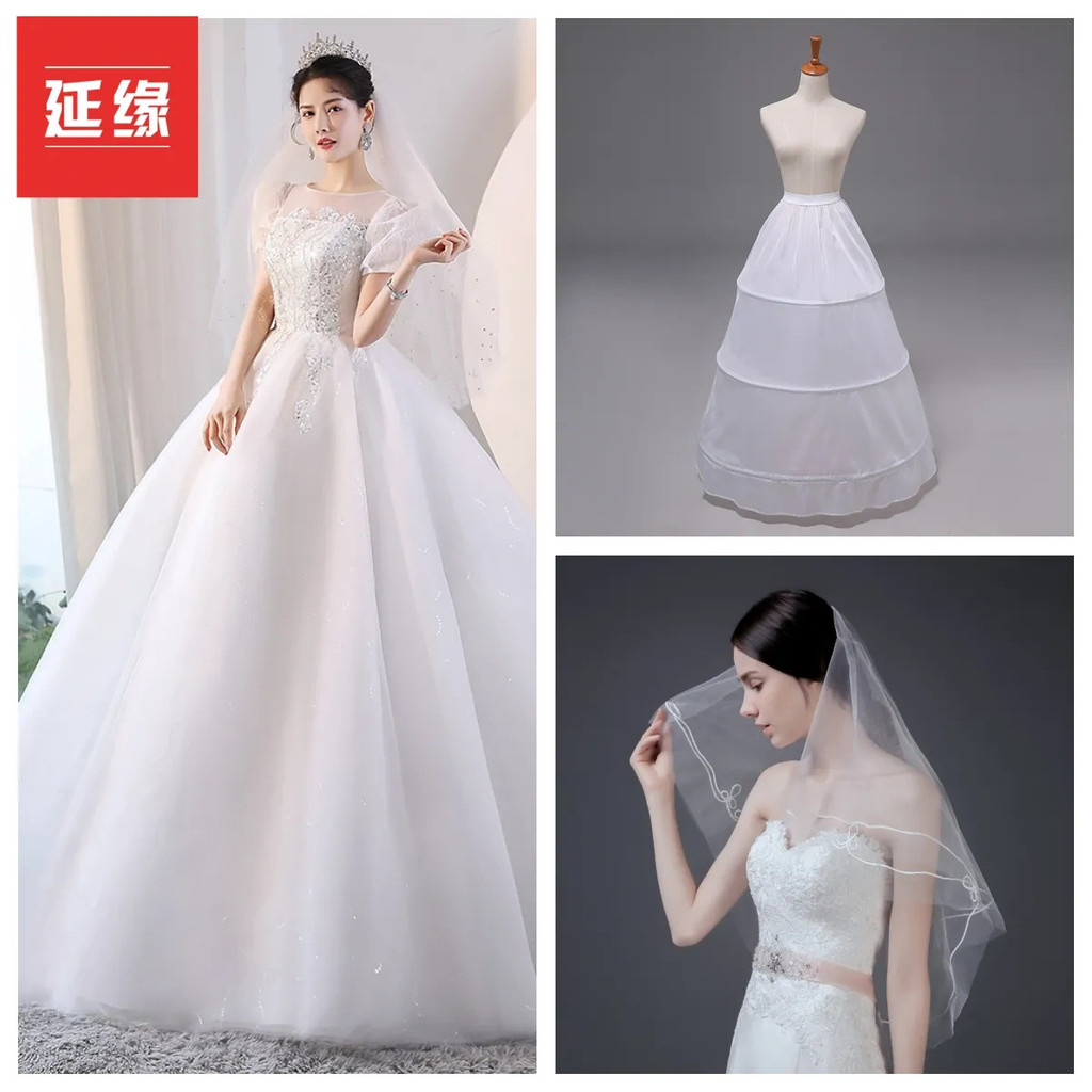 Vestido de noiva leve para a primavera de 2025, estilo francês simples, comprido até o chão, para noivas de estatura bai