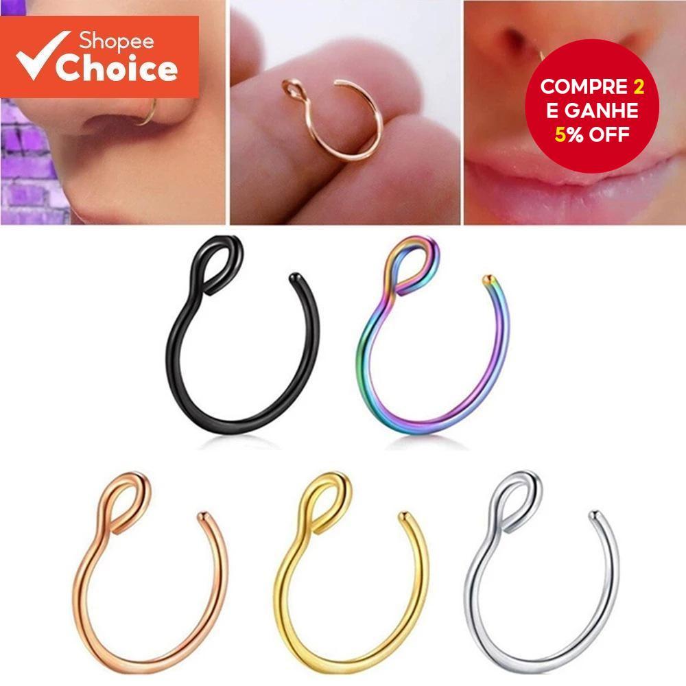 Joias De Piercing Corporal De Aço Inoxidável De Segurança , Brincos De Gancho Dourado , Pinos De Nariz E Cartilagem