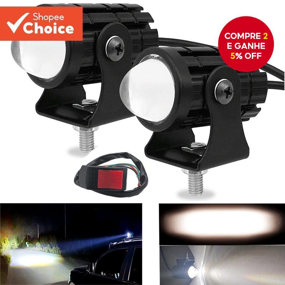 Mini Farol LED Universal De Duas Cores 3000K/6000K-Refletor De Projetor Para Motocicleta/ATV/Scooter/SUV Com Interruptor