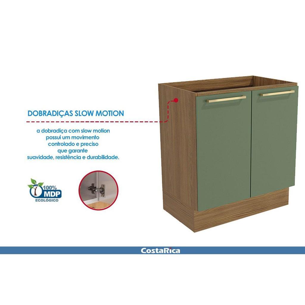 Balcão de Cozinha Botanic M623 c/ 2 Portas s/Tampo 80cm Nogueira/Verde Oliva - Kappesberg